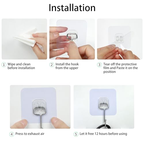 Image of Aynoo Adhesive Hooks,Towel Coat Hooks for Hanging Heavy Duty Wall Sticker,10Packs,13lb(Max)
