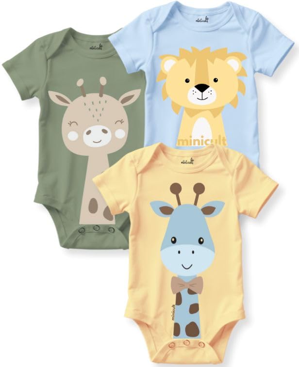 Image of minicult Set of Cotton Unisex Front Open T-Shirt with snap Buttons Pack 5 jhabla
