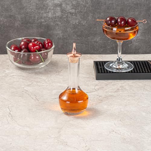 Restaurantware RWG0042CP Bar Lux 3.5 Ounce Bitters Bottle 1 Professional Grade Bitter Glass - With Copper-Plated Dasher Top thumb #2
