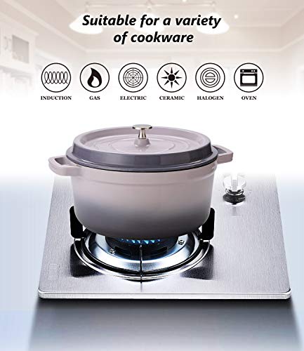 SULIVES 6 Quart White Enameled Cast Iron Dutch Oven with Lid bread baking Pot use on gas electric oven for 6-8 people(Purple)