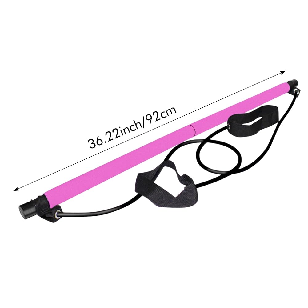 Kit de barre de pilates avec bande de résistance, bandes de résistance portable, barre de Pilates pour la maison et la salle de sport, bodybuilding, yoga, pilates bâton avec dragonne pour les pieds