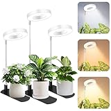 LBW Grow Light for Indoor Plants, Height Adjustable Plant Grow Lamp with Auto On/Off Timer 6/8/12/16H, 3 Colors,5 Dimmable Brightness, for Small Plants, White, 3 Packs