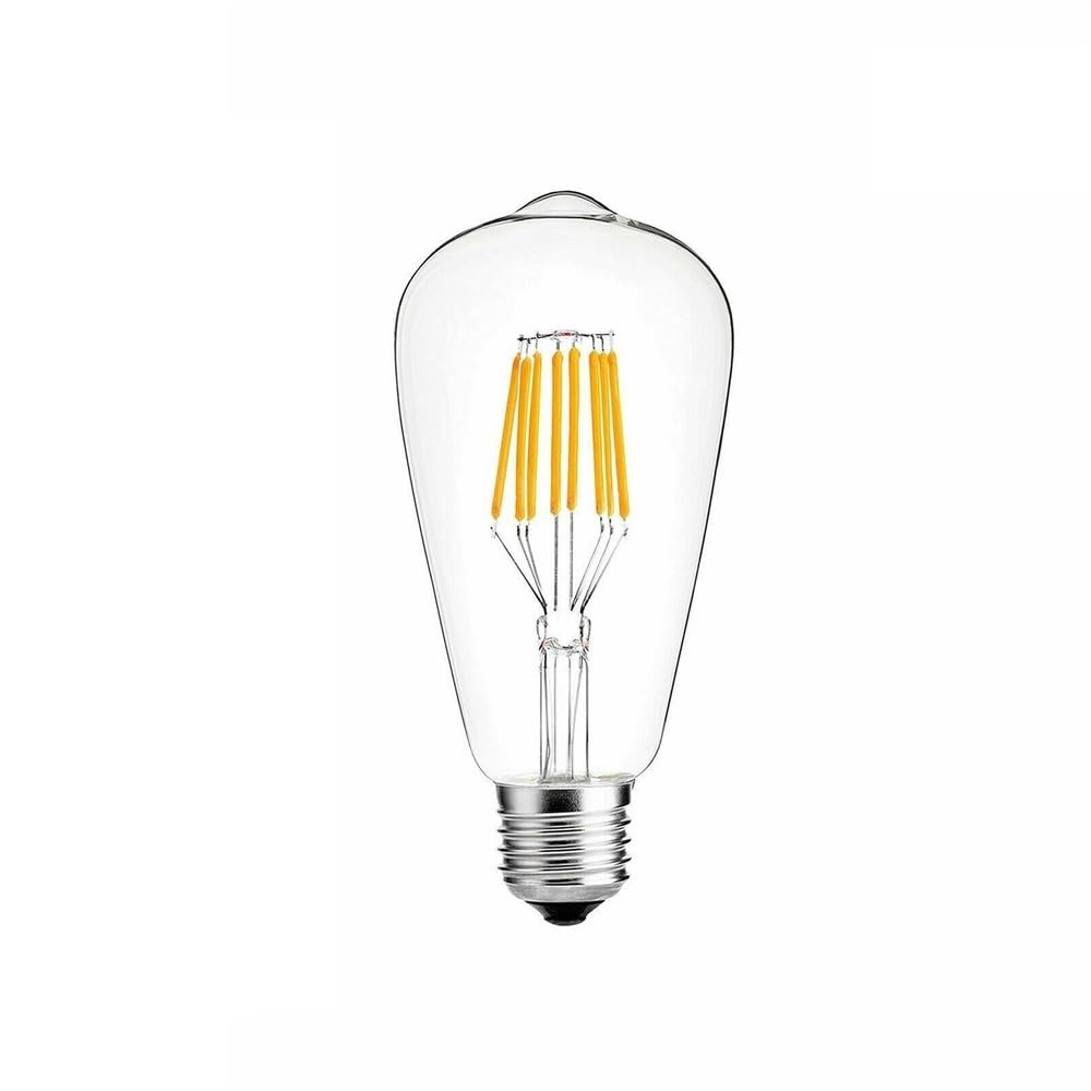 HHF Iluminación del hogar, Paquete de 36, bombilla de vela LED Vintage AC220V ST64 E27 6W 8W filamento Edison decoración de Bar for el hogar lámpara transparente/marrón(Clear Shell,6W)