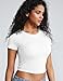 ZeroBound Built in Shelf Bra Crop Tops - Short Sleeve Y2k Tee for Women, Crew Neck Basic Casual Crop T Shirt, Spring and Summer Cute Workout Shirt White 2XL
