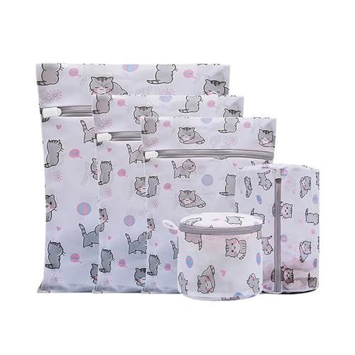 Bolsa de lavandería de malla de gato impresa de 50 x 60 cm lavable 4