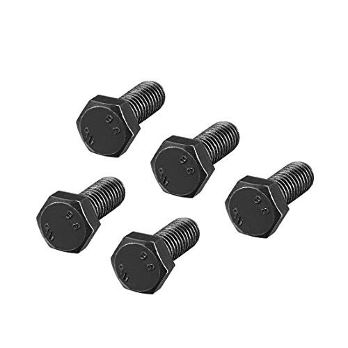 Image of uxcell M6x16mm Hex Head Left Hand Screw Bolts Fastener Carbon Steel Black 5pcs