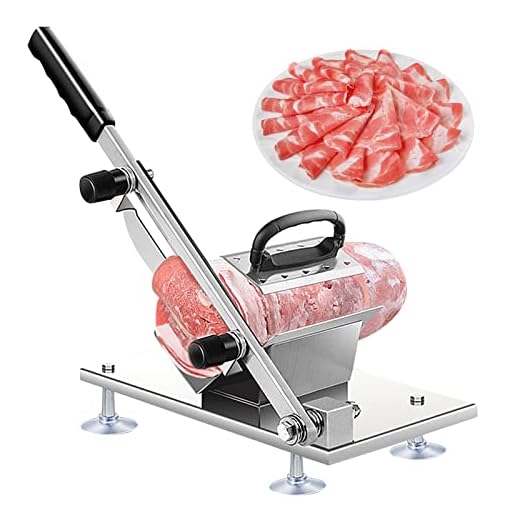 Manual Frozen Meat Slicer Stainless Steel Household Slicing Machine Cutter Beef Mutton Roll Meat Cheese Food Slicer Vegetable Sheet Slicing Machine, Deli Slicer for Home Kitchen