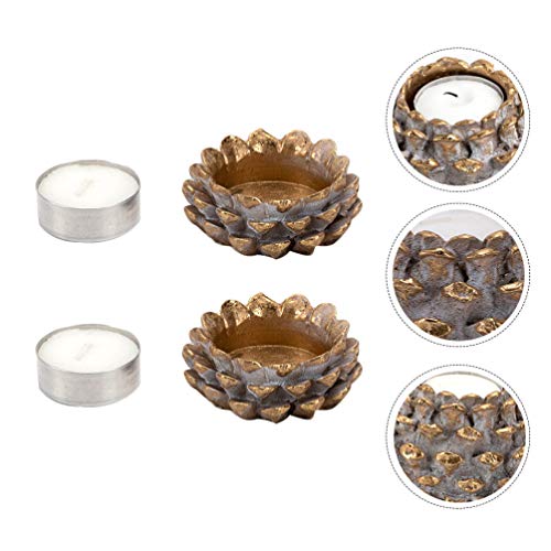 Valicclud 2 peças de mini porta-velas em forma de pinho em forma de cone de vela romântica decoração