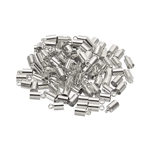 Tapas de extremo de cordón de 4 mm de latón blanco para Kumihimo y joyería, 100 piezas 2