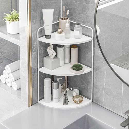 Image of Forest Angle Bathroom Counter Organizer,Countertop Organizer,Vanity Organizers,Bathroom Storage,Bathroom Sink Caddy,Counter Shelf,Corner Counter,Corner Shelves(White)