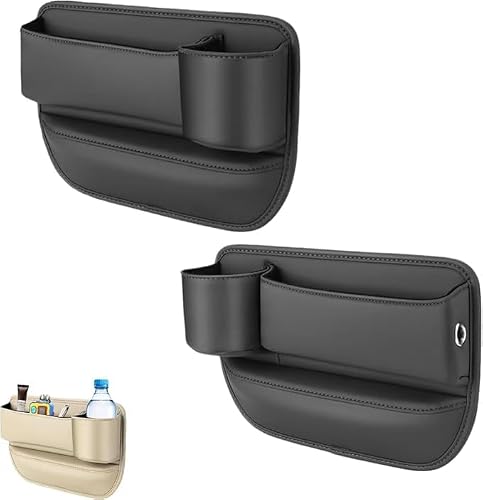 HYLLYP 2Pcs Center Console Side Organizer Compatible for Dacia Bigster 2025 2026 Zubehör, Storage Pocket Sleek Container Faux Leather Interior Catcher Box