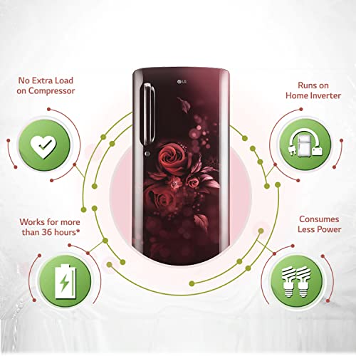 Image of LG 190L 5 Star Inverter Direct-Cool Single Door Refrigerator (GL-D201ASEZ, Scarlet Euphoria, Base stand with drawer, Red)