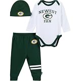 Gerber NFL Team Baby Boys' 3-Piece Onesie Bodysuit, Active Pant and Cap Set, Packers, 3-6 Months