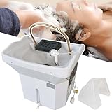 HCAUYNN Tragbares Whirlpool-Becken, Thermostatisches Shampoo-Becken Mit 60-L-Wassertank Und Begasung, FüR Wellnessliegen Und Den Einsatz In Spa-Salons,White