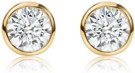 Lab Grown Diamond Stud Earrings 2 CTW, Round Bezel Set, F-G Color SI Clarity, 10K/14K/18K White Yellow Rose Gold, Minimalist Diamond Earrings for Women, Everyday Luxury Jewelry Gift Lab Grown Diamond Stud Earrings 2 CTW, Round Bezel Set, F-G Color SI Clarity, 10K/14K/18K White Yellow Rose Gold, Minimalist Diamond Earrings for Women, Everyday Luxury Jewelry Gift
