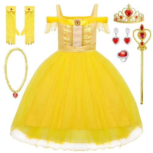 Luckyou Deguisement Princesse Fille Robe de Princesse avec Accessoires Ensemble Costume Enfant pour Carnaval Anniversaire Halloween Noël de Fête-130