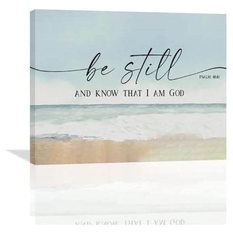 Large Christian Wall Art Be Still and Know That I Am God Pictures Wall Decor Bible Verse Psalm Canvas Painting Print Modern Home Decor Artworks Framed for Living Room Bathroom Master Bedroom 20"x16" Cover