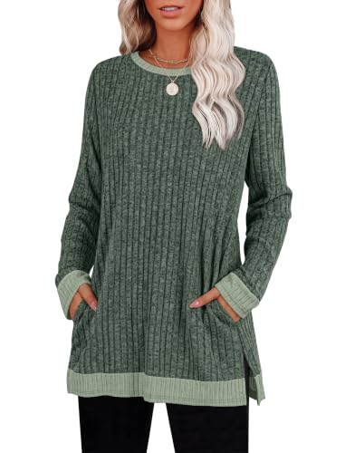 Image of Sampeel Long Sleeve Shirts for Women Tunic Sweaters Fall Fashion Outfits