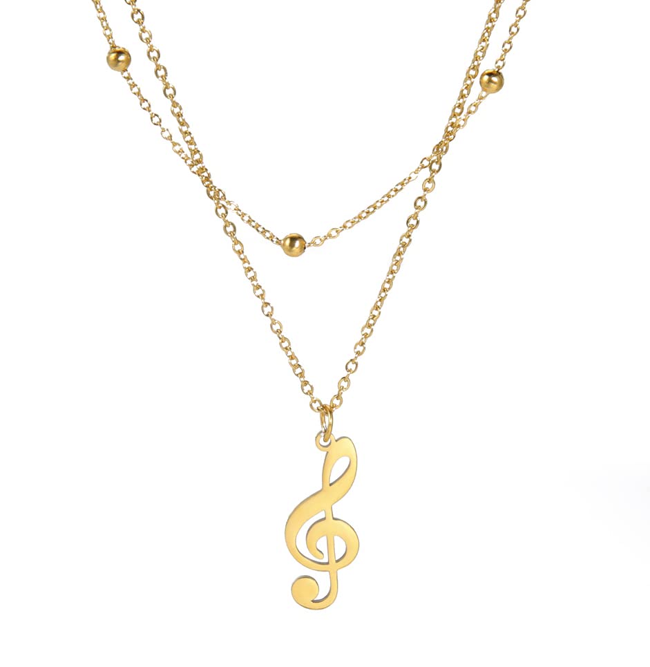 EUEAVAN Collier avec pendentif en forme de note de musique en acier inoxydable pour femme ou petite amie, Acier inoxydable, Pas de gemme (Or 2)