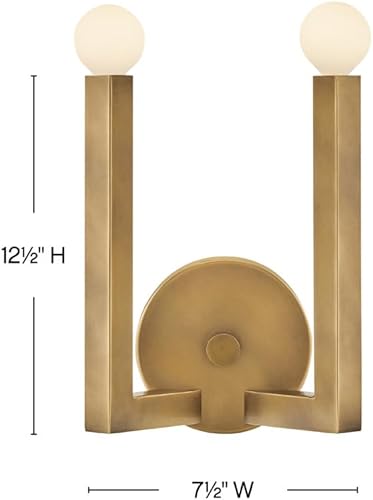 Miniatura 2 de Hinkley Ezra 45042HB - Aplique de pared con dos luces, forma única, brazos cuadrados fuertes, latón Heritage