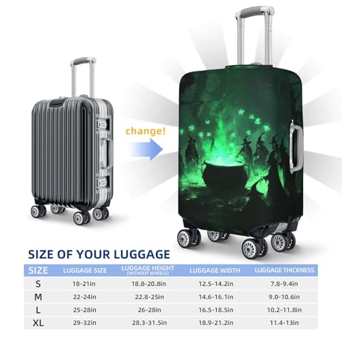 Halloween Green Forest Witch k Travel Luggage Covers - Elasticity Suitcase Covers Protector for Luggage 18-32 Inch2