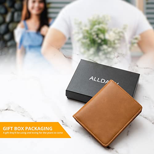 Image of Alldaily Small RFID Wallet for Women Slim Compact Bifold Pocket Ladies Travel Mini Purse (Brown)
