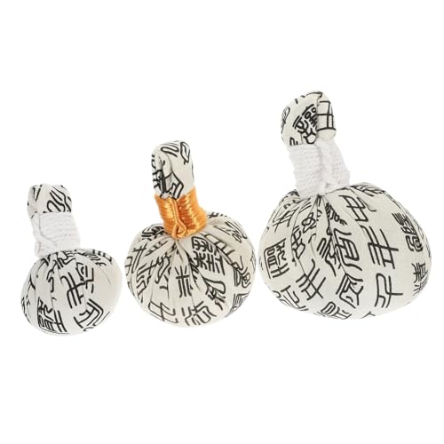 KOMBIUDA 3pcs Chinese Herbal Massage Balls Warming Pouches Traditional Moxa Acupoint Therapy Set for Relaxation and Pain Relief White Large, Medium, Small Sizes for Home and Spa Use Random Color