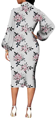 Image of Sexy Long Sleeve Dress for Women Solid Color Bow Knot Turtleneck Formal Gown Midi Casual Church Dresses