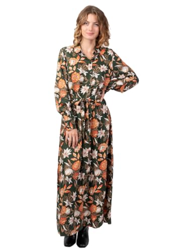 Robe longue en viscose opaque kaki pour silhouette sublimée