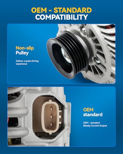 Image of PHILTOP New Alternator Compatible with Subaru Impreza 2006-2010 2.5T, Forester 2006-2010 2.5T, Legacy 2005 2.5T, Outback 2005 2.5T, Saab 9-2X 2006 2.5T Replace 11226N 12V 110Amp CW S5 5-Groove Pulley