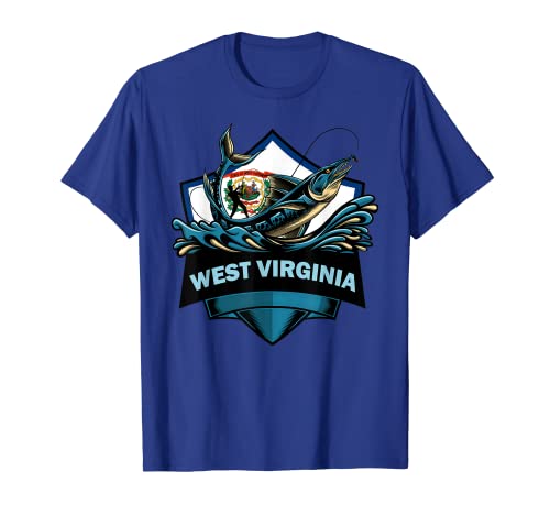 Pesca en Virginia Occidental - Vintage West Virginia Pesca Camiseta
