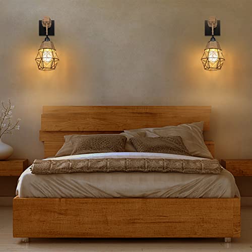 Lightess Rustic Wall Sconce With Dimmer On/Off Switch, Dimmable Led Bulb Included, Cage Wall Mount Light Fixture, Industrial Farmhouse Lighting For Bedroom Living Room, C81Y611 #TOP4