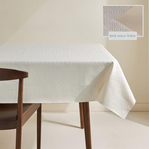 Exma Mantel Hule Muletón Antimanchas 140x200cm | Protector de Mesa Resistente | muletón Protector para Tabla de Plancha | Fácil de Limpiar | ENGOMADO Grabado Grosor 2,0 mm