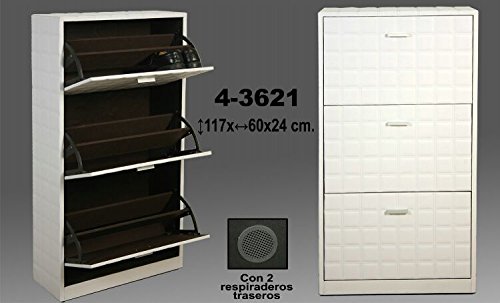 Mueble zapatero estrecho blanco con 3 cajones para zapatos y botas DRW