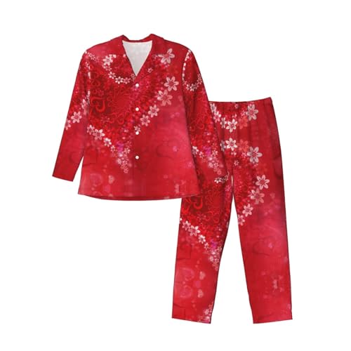 Pyjama Saint-Valentin haut de gamme ensemble de détente imprimé classique et élégant
