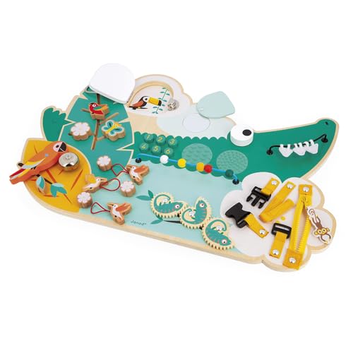 Panneau d'activités en bois Janod Busy Board Croco 14 activités J08280