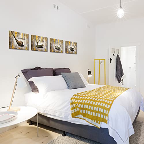 Kreative Arts YM100115 Vintage 4 Pieces Golf Clubs Canvas Wall Art Modern Leisure Sports Canvas Art Wall Decor Canvas Prints Set Of 4 Contemporary Living Room Office Decoration Easy Hanging Each Size 12X16Inch  thumb #1