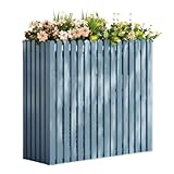 Cubierta de madera maciza para aire acondicionado, 85 x 35 x 80 cm, protector de unidad de aire acondicionado y estante de almacenamiento para plantas (azul, 105 x 45 x 100 cm)