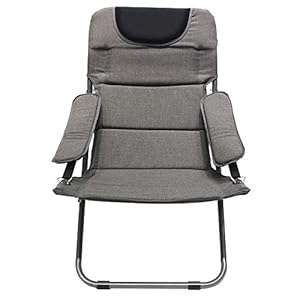 Homecall Sedia pieghevole da campeggio con imbottitura e schienale regolabile colore grigio - immagine 3