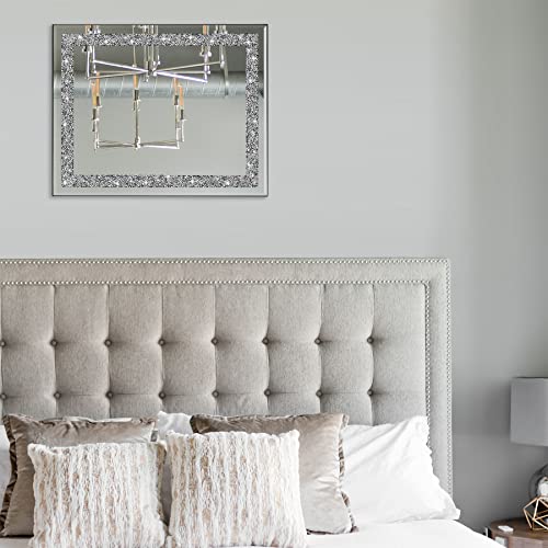 Ruomeng Rectangular Wall Mirror, 16" x 20", Crystal Crush Diamond, Bathroom, Entryway & Bedroom - Image 5