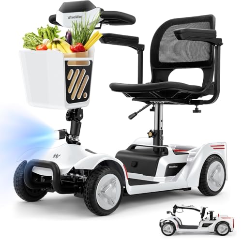 2026 New 4-Wheel Foldable Electric Mobility Scooter, Heavy Duty Portable Travel Scooter with NFC...
