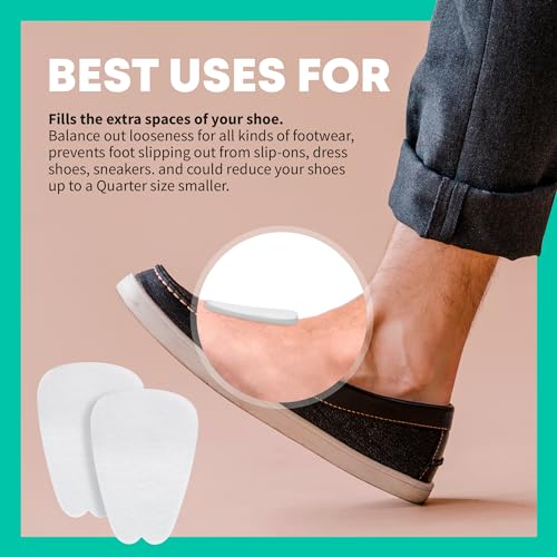 Image of COMFWALK Felt Tongue Pads for Shoes - Soft Self-Adhesive Shoe Inserts | White, 3 Pairs