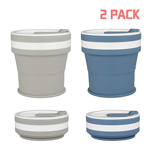 COGO MAN Collapsible Coffee Cup, Silicone Travel Cup with Lids, Reusable Camping Tea