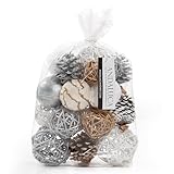 ANDALUCA Decorative Balls Bag Bowl Filler Home Decor (Silver Pinecone)