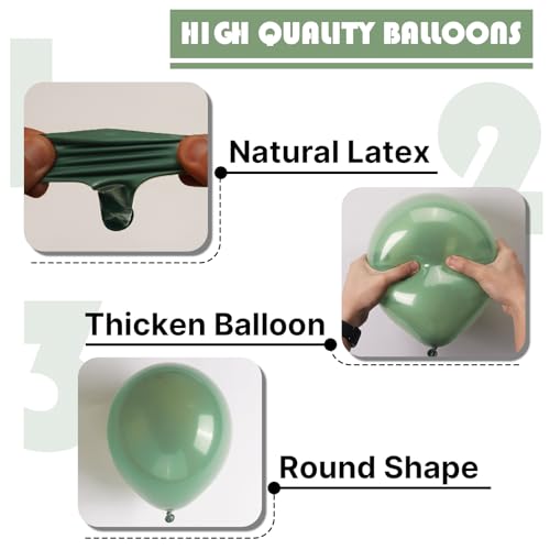 Image of PartyWoo Dusty Green Balloons 50 pcs 5 Inch Small Mini Matte Sage Olive Boho Green Eucalyptus Latex Balloons for Wedding Baby Shower Gender Reveal Birthday Graduation Party Decorations Green-F03
