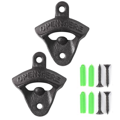 LABABE Juego de 8 "abrir aquí de hierro fundido para montaje en pared abridor de botella aspecto Vintage réplica