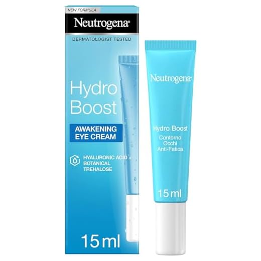 Neutrogena Hydro Boost Contorno Occhi Anti-Fatica, Contorno occhi idratante con Acido Ialuronico e Vitamina E, Aiuta ad attenuare i segni della stanchezza e le occhiaie, 15 ml
