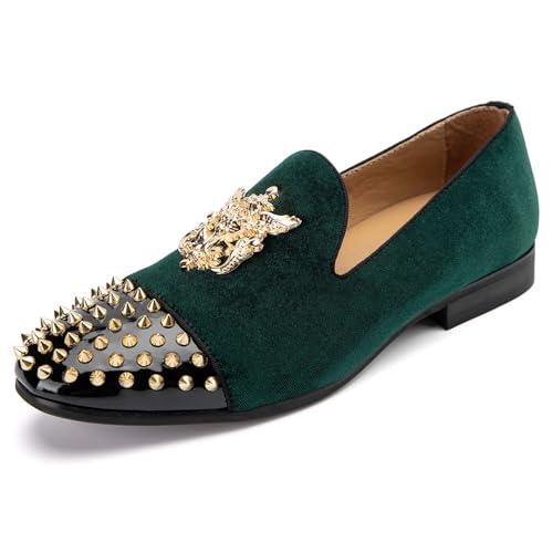 Image of Meijiana Mens Velvet Loafers Dress Shoes with Metal Embellishments Party Luxury Loafer Shoes
