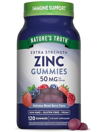 Natures Truth Zinc Gummies for Adults | 50mg | 120 Count | Vegan Non-GMO & Gluten Free Supplement | Mixed Berry Flavor