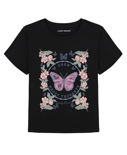 Image of Lucky Brand Girl's Short Sleeve Graphic T-Shirt, Tagless Cotton Tee with Fun Designs